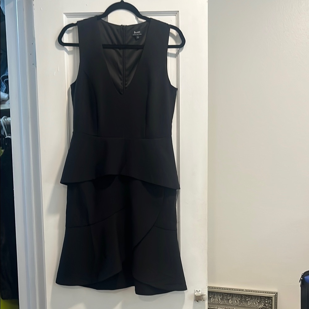 Black Asymmetrical Peplum Cocktail Dress